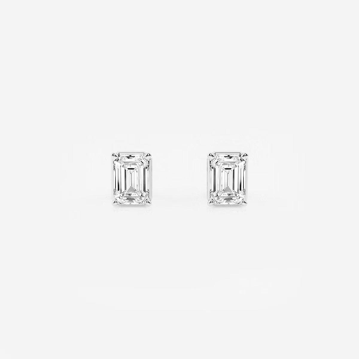 1.00 Ct Emerald Shap Near-Colorless 4-Prong Stud Earrings