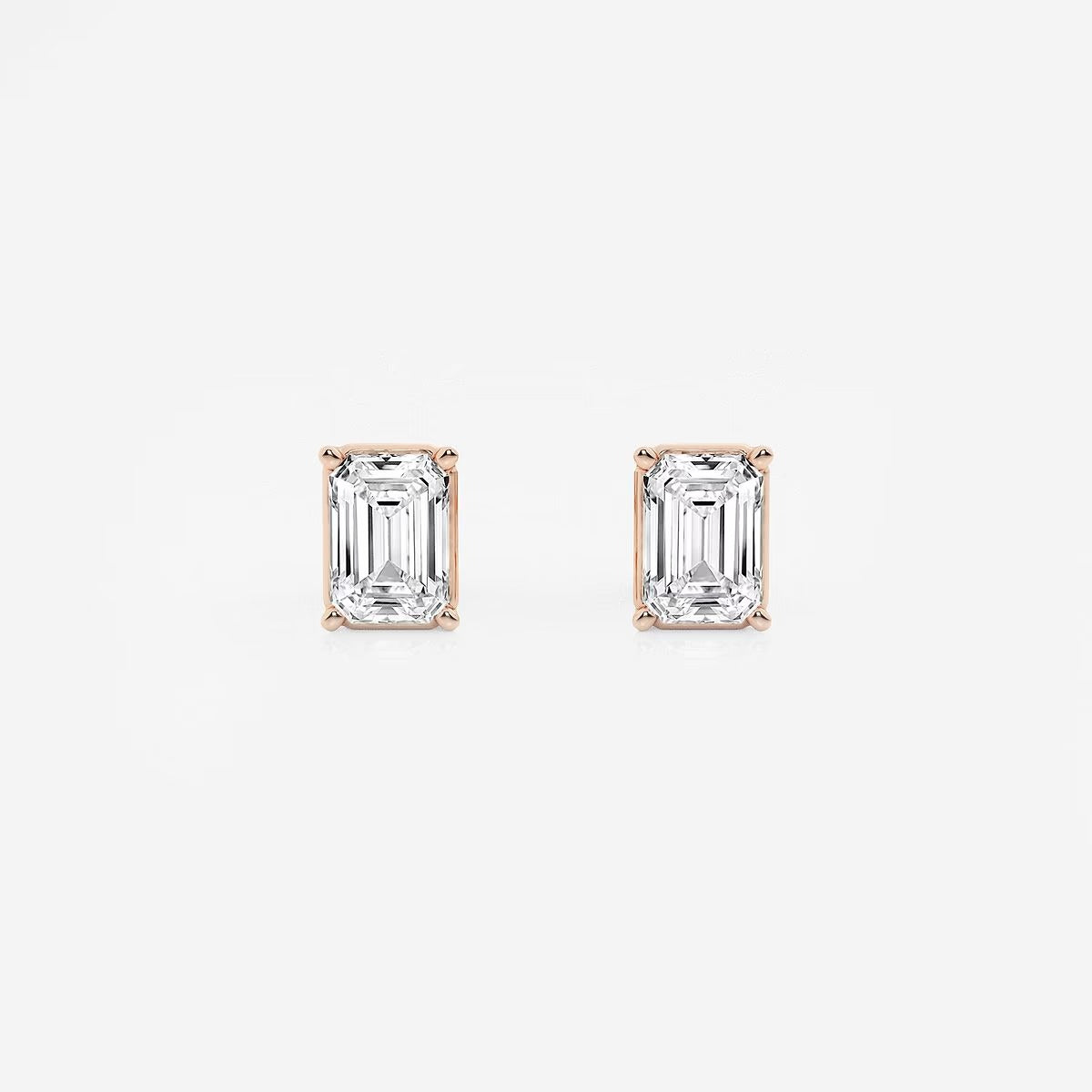 1.50 Ct Emerald Shap Near-Colorless 4-Prong Stud Earring