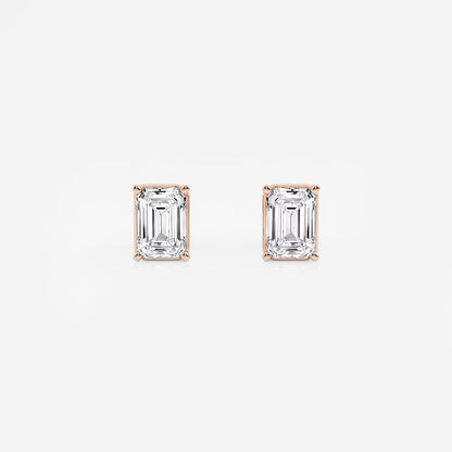 1.50 Ct Emerald Shap Near-Colorless 4-Prong Stud Earring