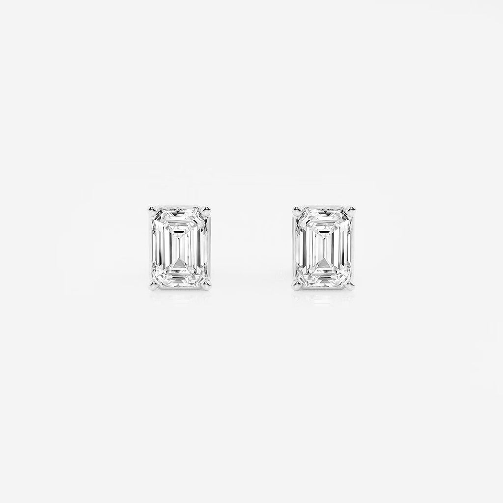 1.50 Ct Emerald Shap Near-Colorless 4-Prong Stud Earring