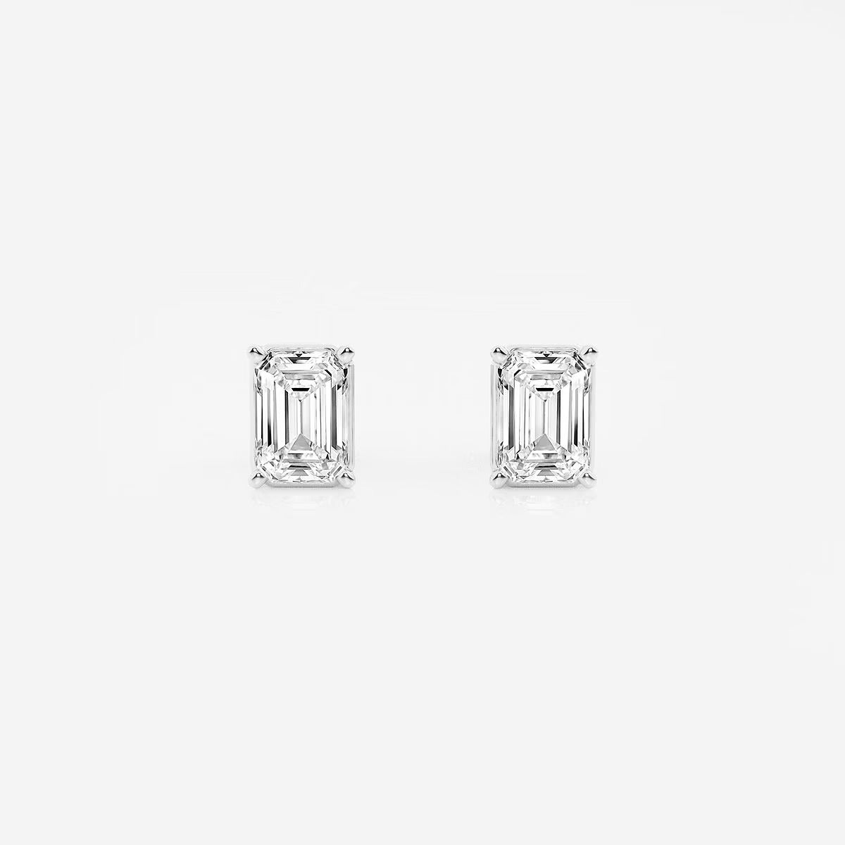 1.50 Ct Emerald Shap Near-Colorless 4-Prong Stud Earring