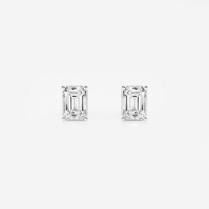 1.50 Ct Emerald Shap Near-Colorless 4-Prong Stud Earring