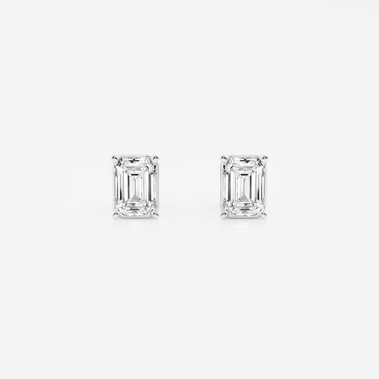 1.50 Ct Emerald Shap Near-Colorless 4-Prong Stud Earring