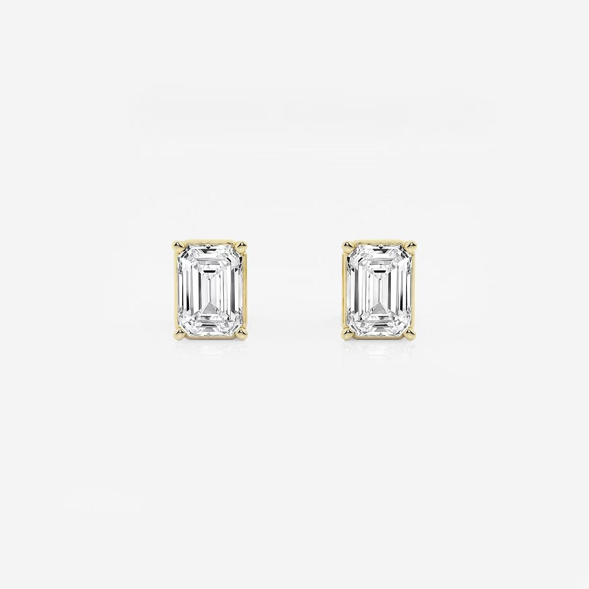 1.50 Ct Emerald Shap Near-Colorless 4-Prong Stud Earring