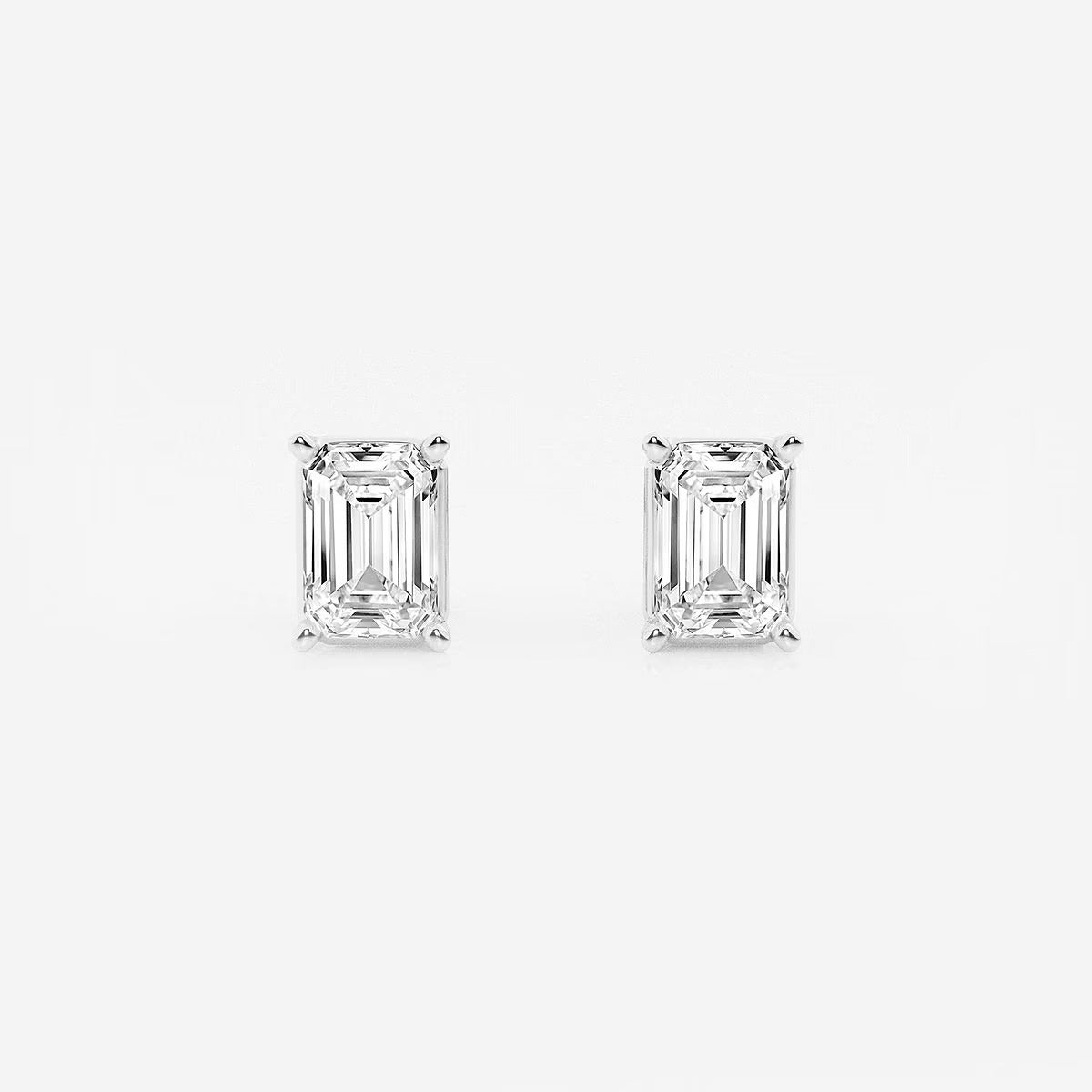2.00 Ct Emerald Shap Near-Colorless 4-Prong Stud Earring
