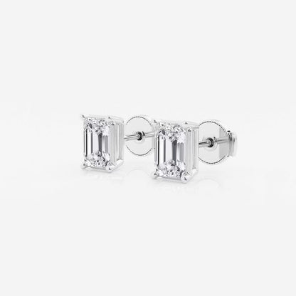 2.00 Ct Emerald Shap Near-Colorless 4-Prong Stud Earring
