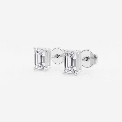 0.50 Ct Emerald Shap Near-Colorless 4-Prong Stud Earring