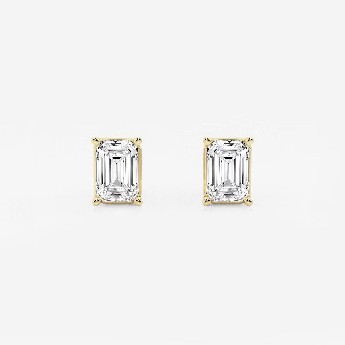 2.00 Ct Emerald Shap Near-Colorless 4-Prong Stud Earring