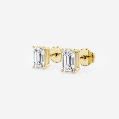 2.00 Ct Emerald Shap Near-Colorless 4-Prong Stud Earring