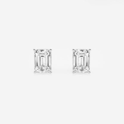 3.00 Ct Emerald Shap Near-Colorless 4-Prong Stud Earring