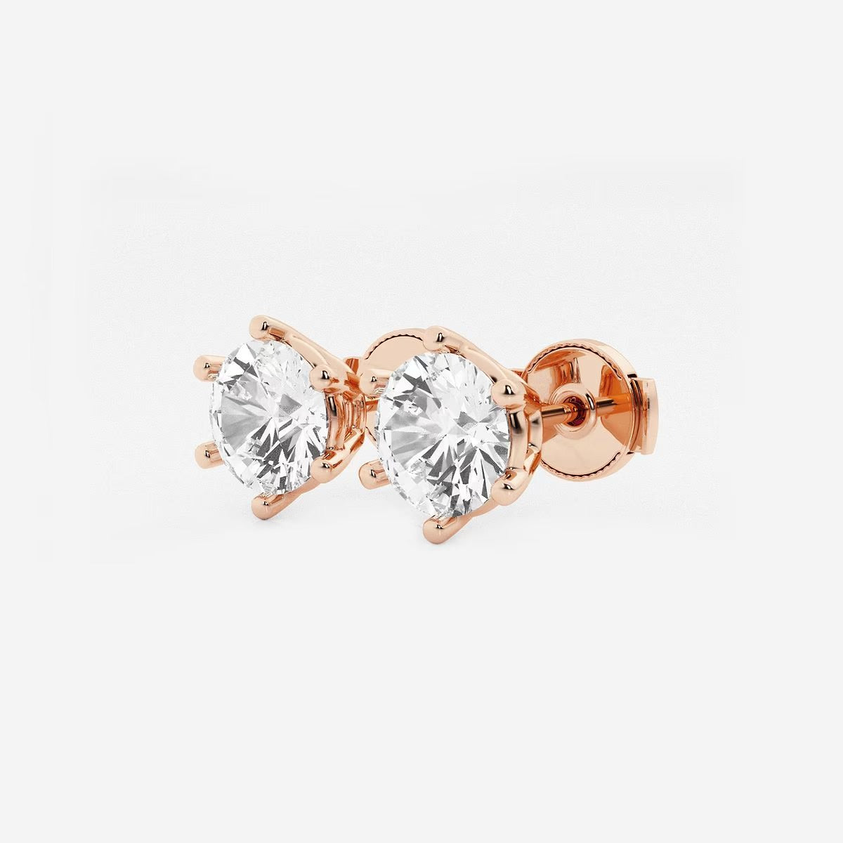 2.00 Ct Round Colorless Six Prong Stud Earrings