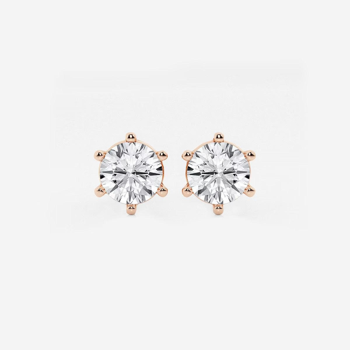 2.00 Ct Round Colorless Six Prong Stud Earrings