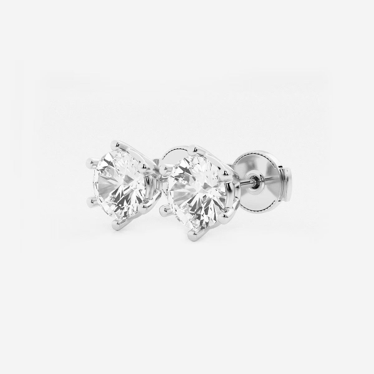 2.00 Ct Round Colorless Six Prong Stud Earrings