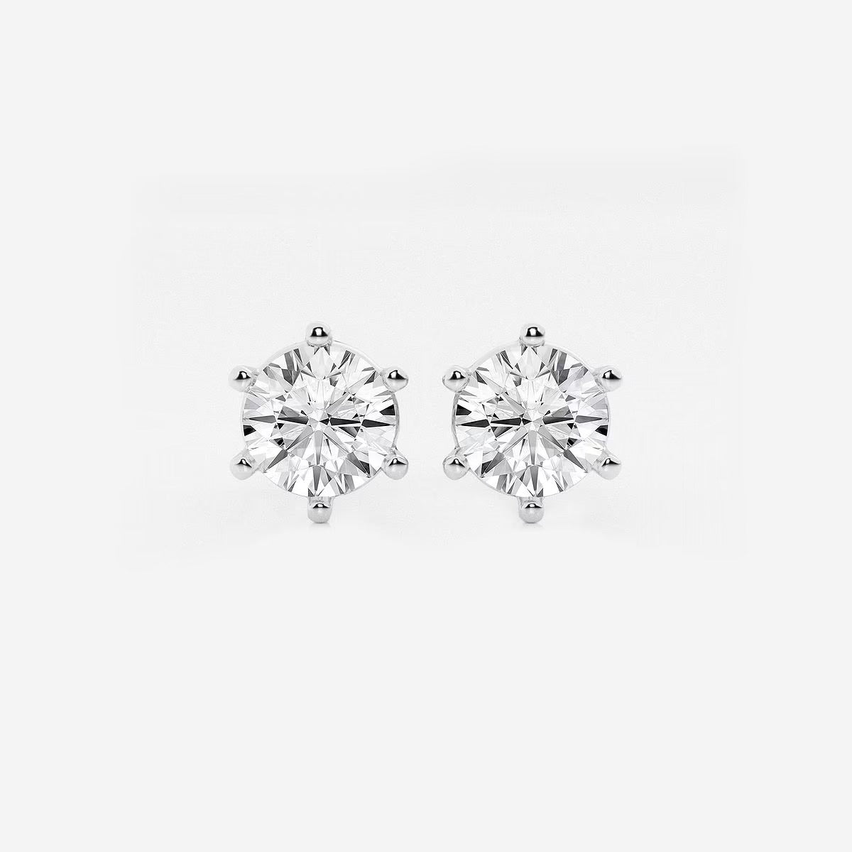 2.00 Ct Round Colorless Six Prong Stud Earrings