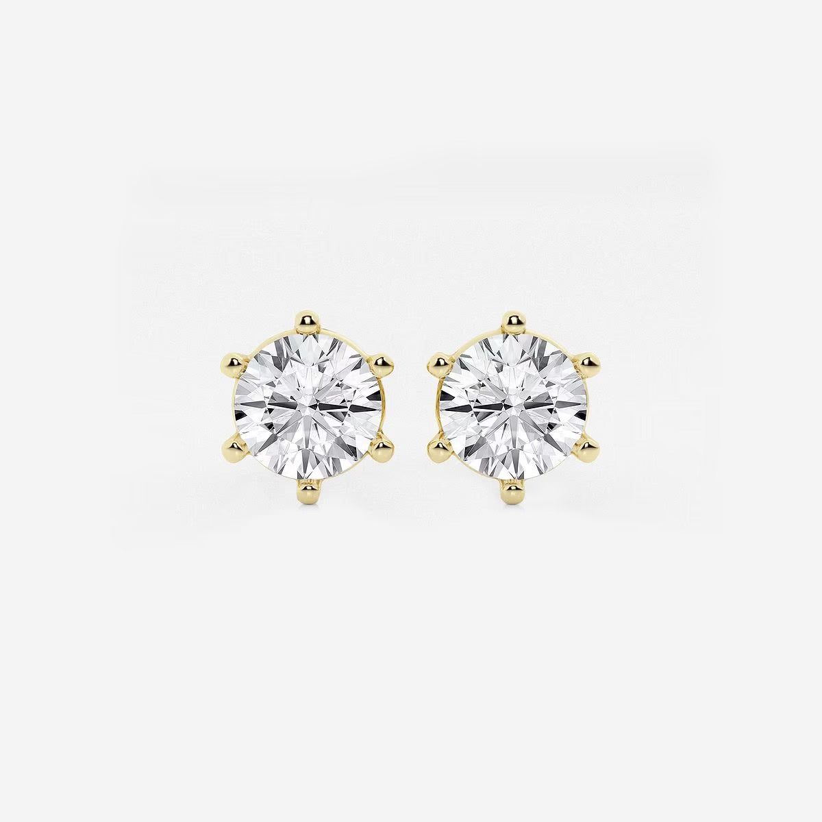 2.00 Ct Round Colorless Six Prong Stud Earrings