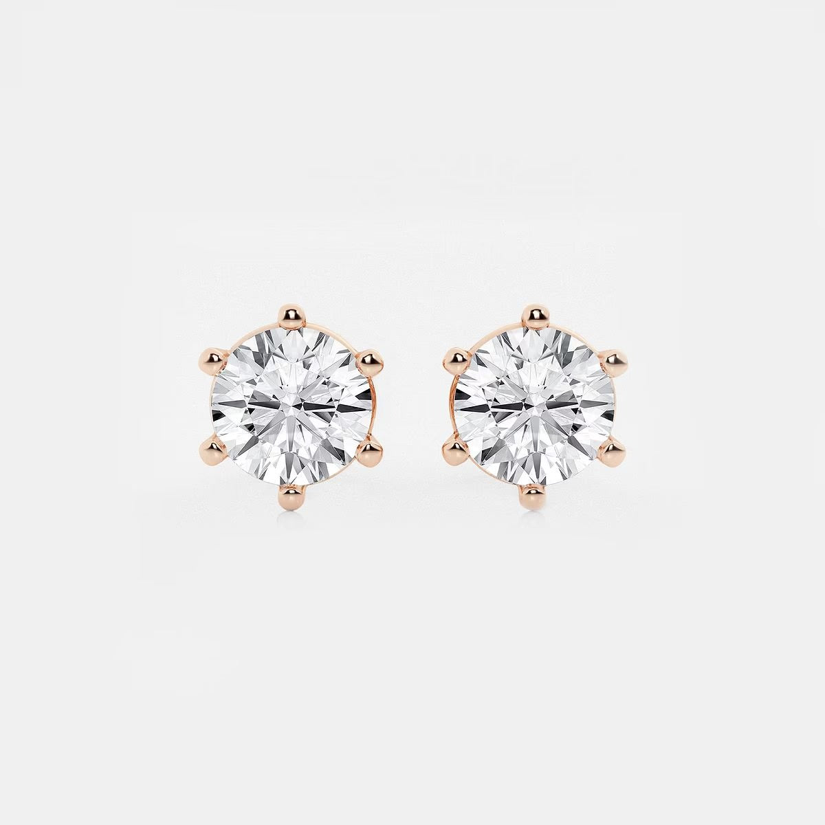 3.00 Ct Round Colorless Six Prong Stud Earrings