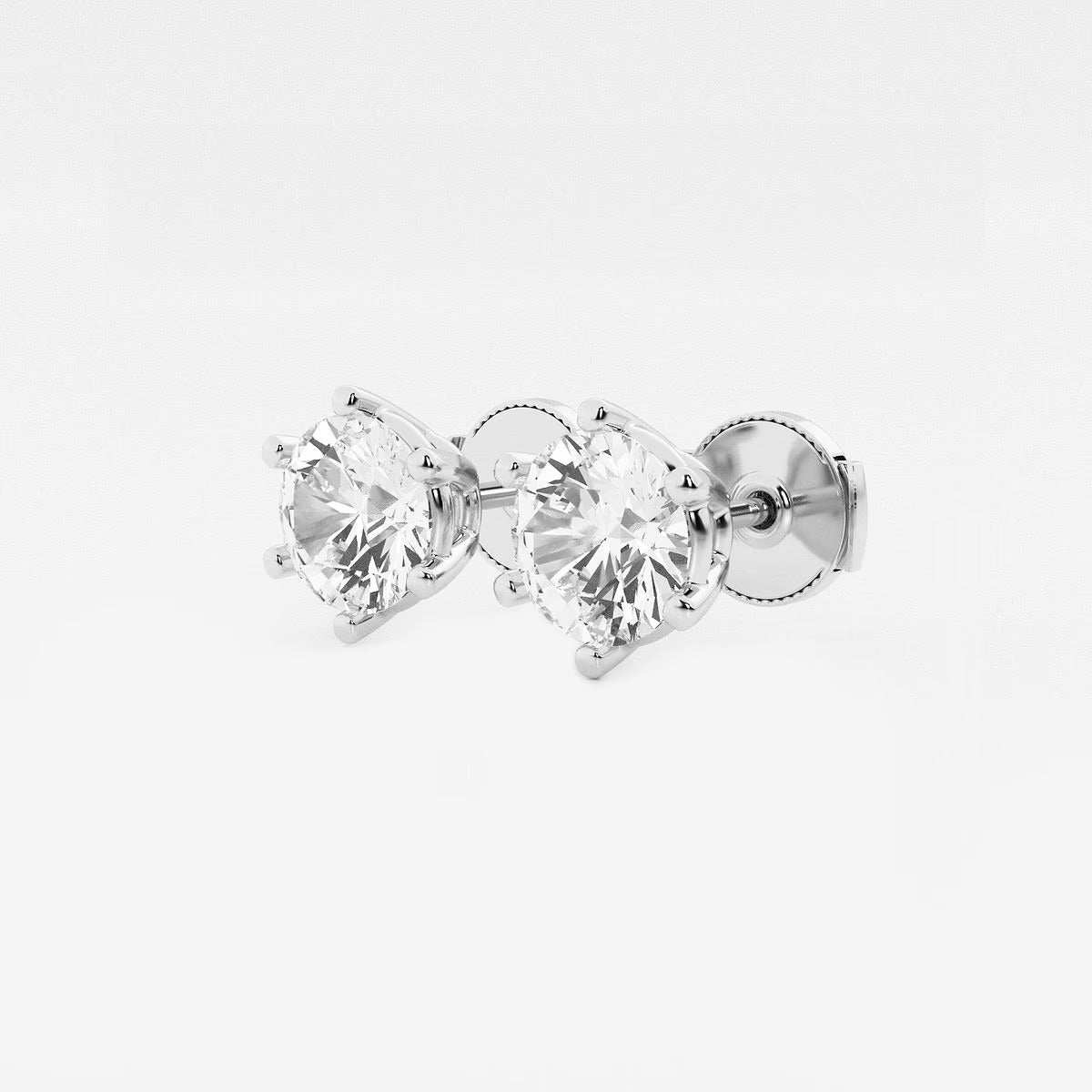 3.00 Ct Round Colorless Six Prong Stud Earrings