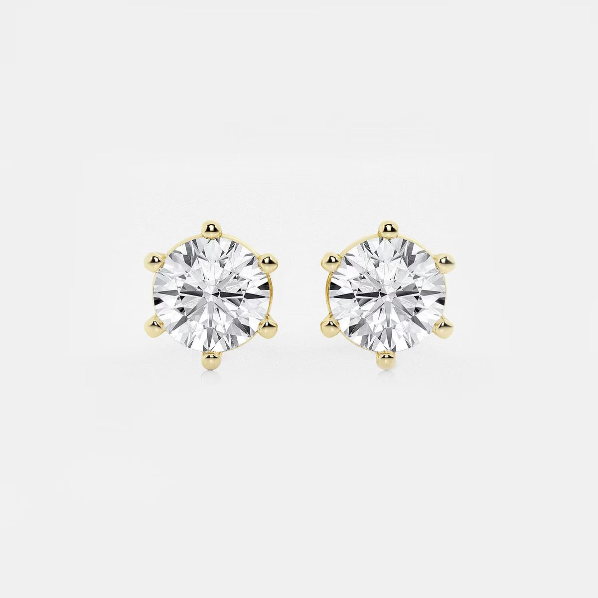 3.00 Ct Round Colorless Six Prong Stud Earrings
