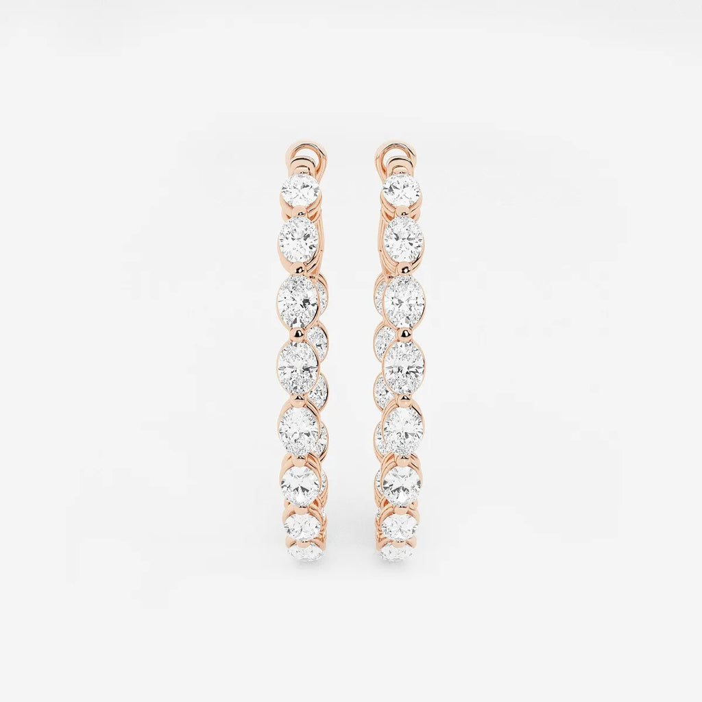 4Ct Oval Lab Grown Diamond Inside Out Hoop Earrings