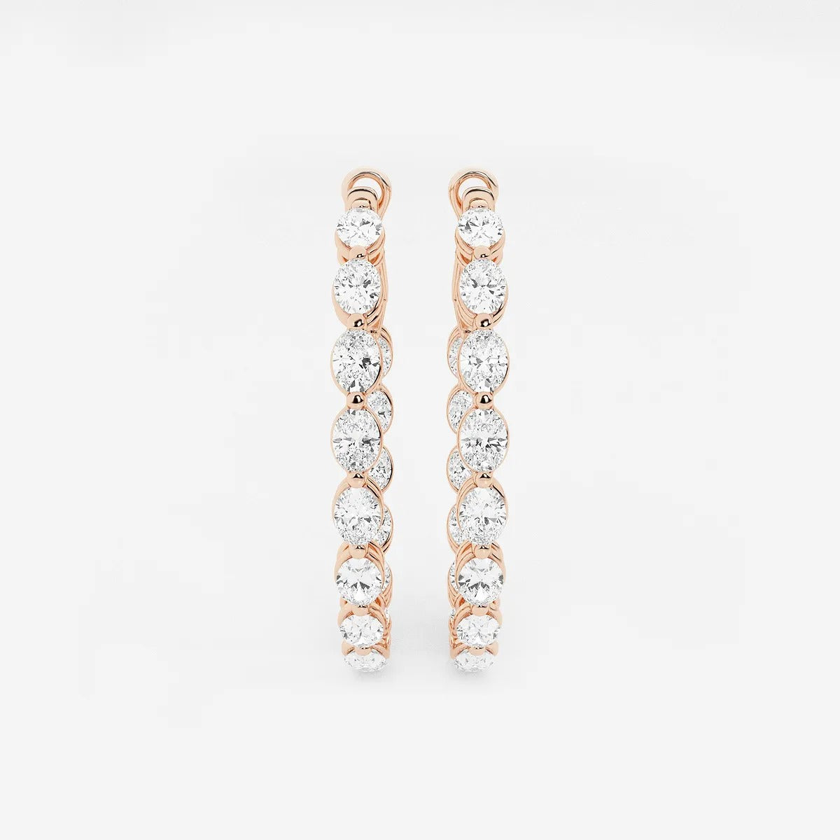 4Ct Oval Lab Grown Diamond Inside Out Hoop Earrings
