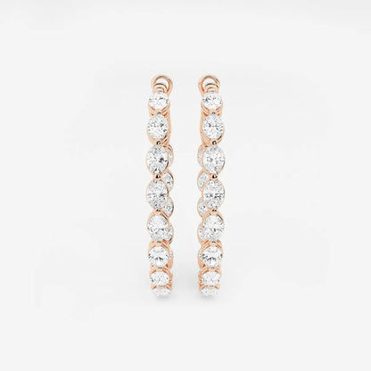 4 Ct Oval Lab Grown Diamond Inside Out Hoop Earrings