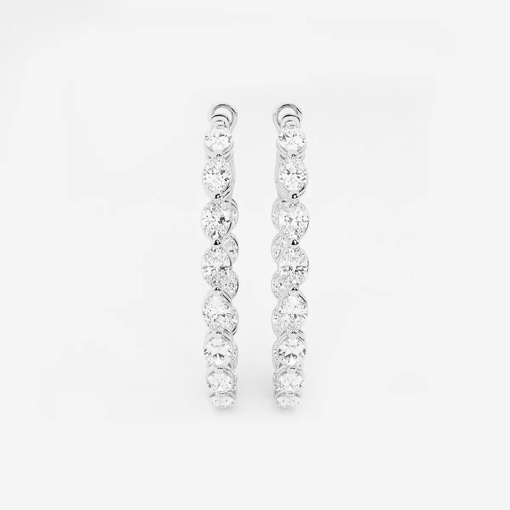 4Ct Oval Lab Grown Diamond Inside Out Hoop Earrings