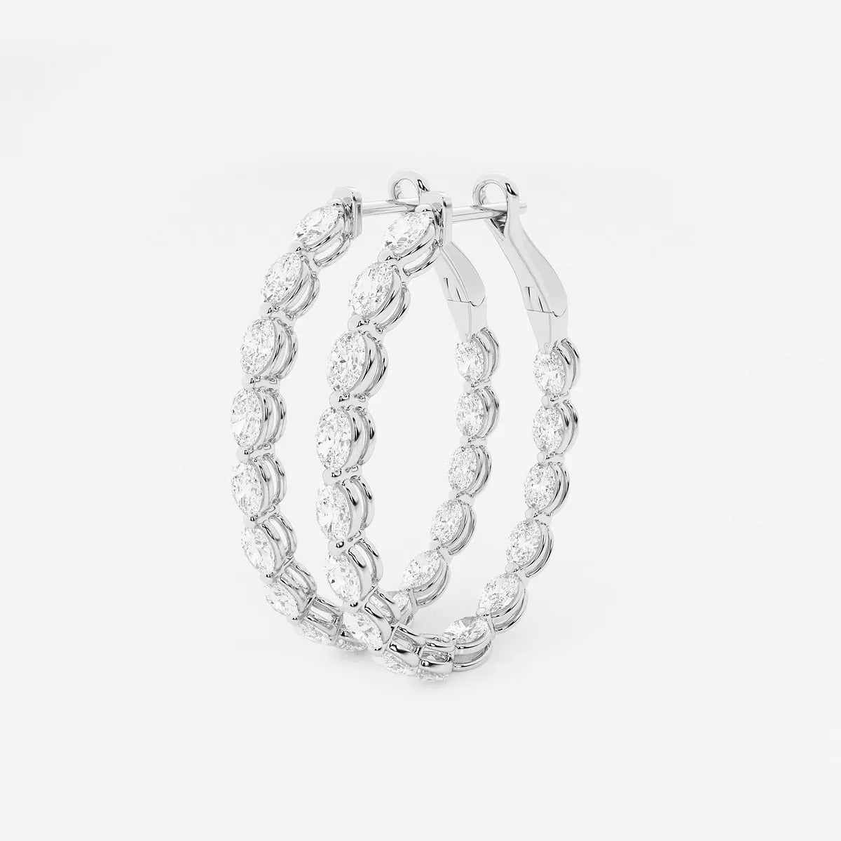 4Ct Oval Lab Grown Diamond Inside Out Hoop Earrings