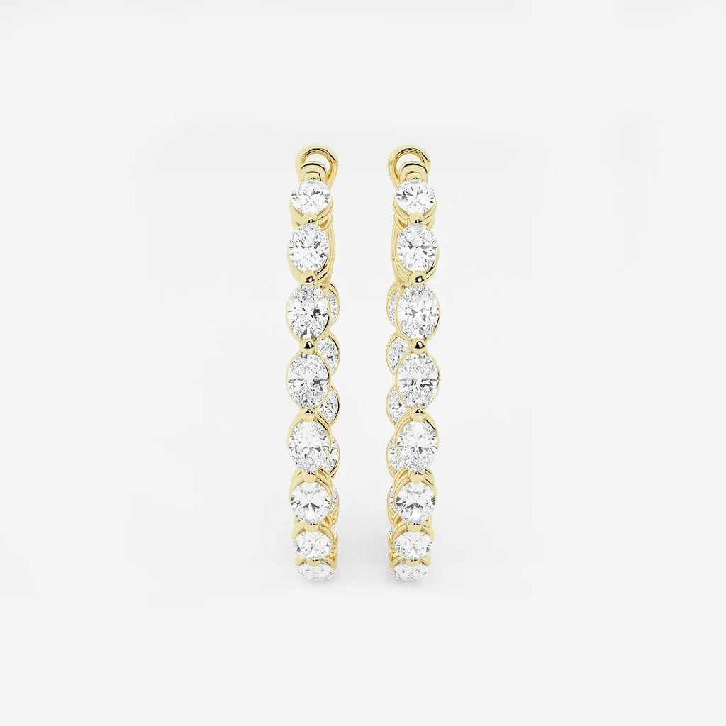 4Ct Oval Lab Grown Diamond Inside Out Hoop Earrings