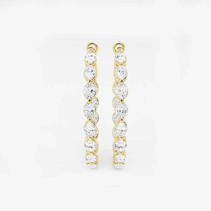 4 Ct Oval Lab Grown Diamond Inside Out Hoop Earrings