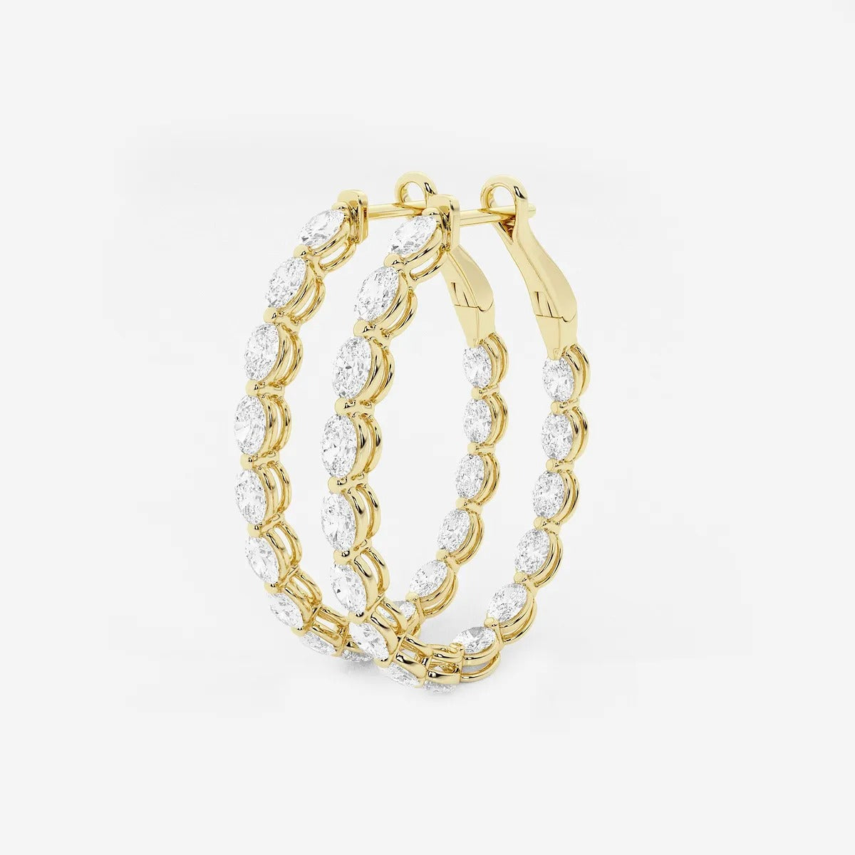 4Ct Oval Lab Grown Diamond Inside Out Hoop Earrings