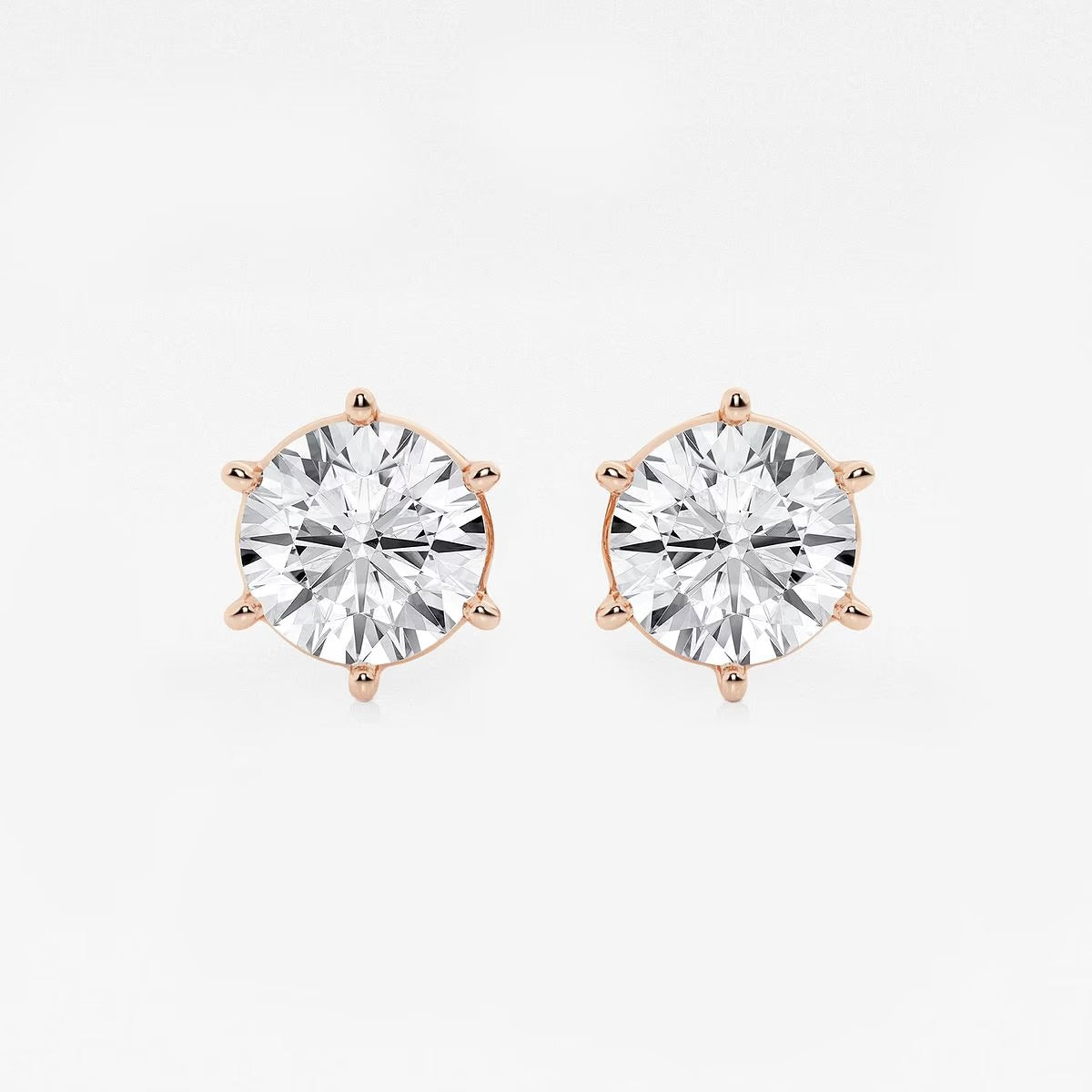 4.00 Ct Round Colorless Six Prong Stud Earrings