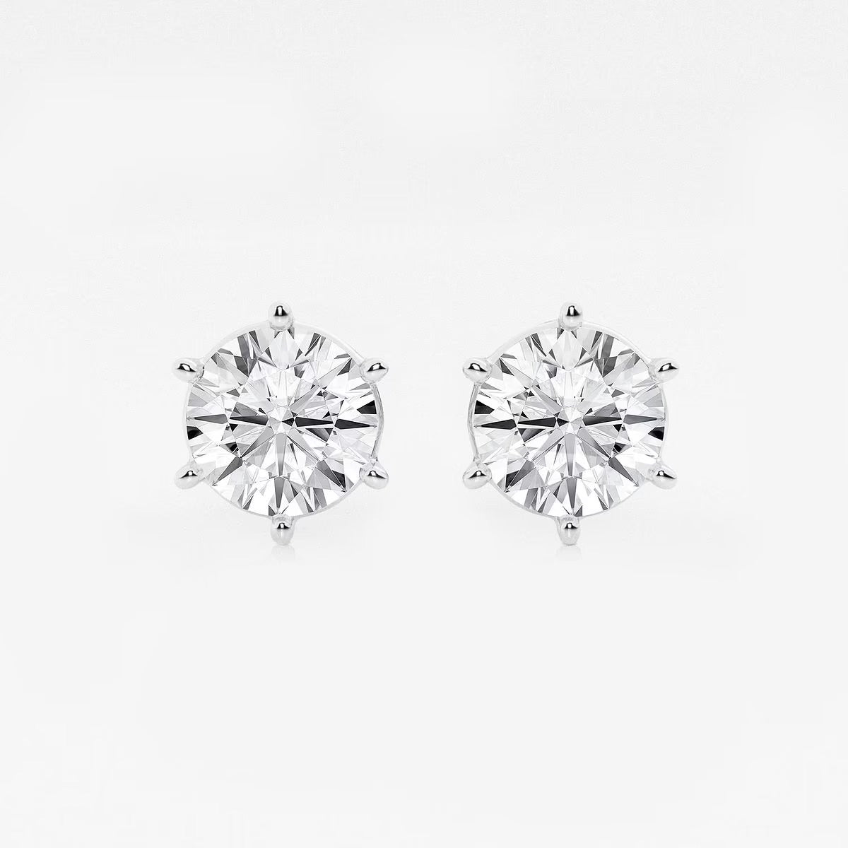 4.00 Ct Round Colorless Six Prong Stud Earrings