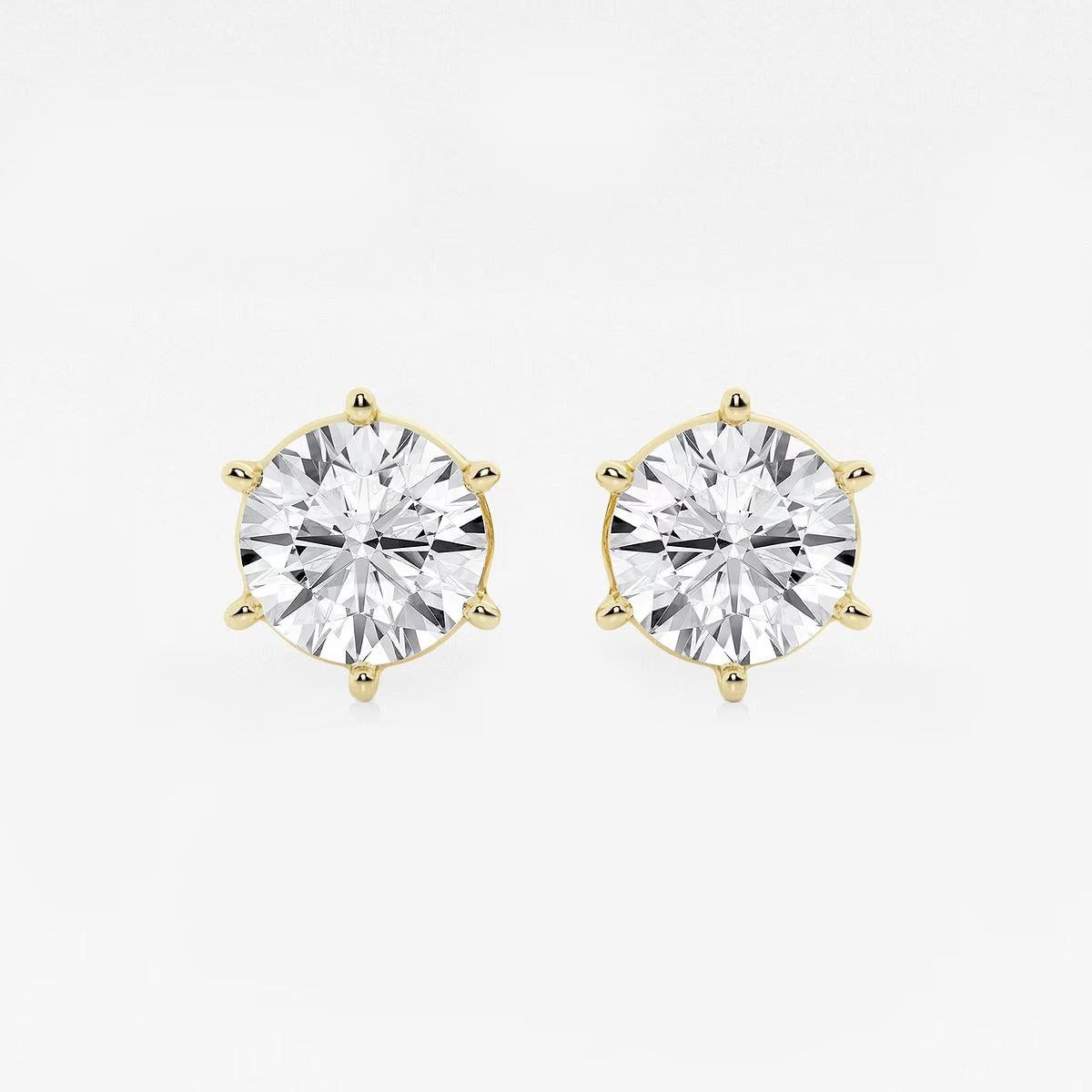 4.00 Ct Round Colorless Six Prong Stud Earrings