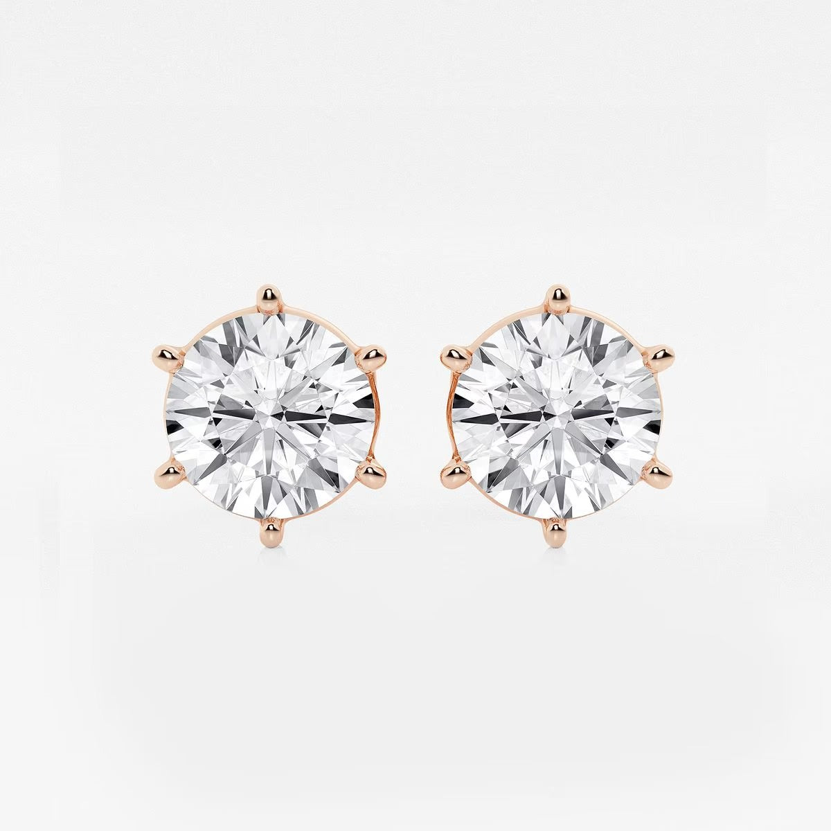 5.00 Ct Round Colorless Six Prong Stud Earrings