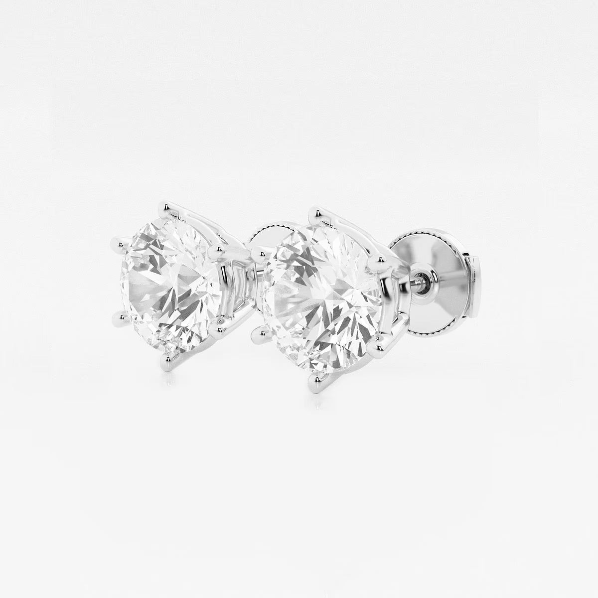 5.00 Ct Round Colorless Six Prong Stud Earrings