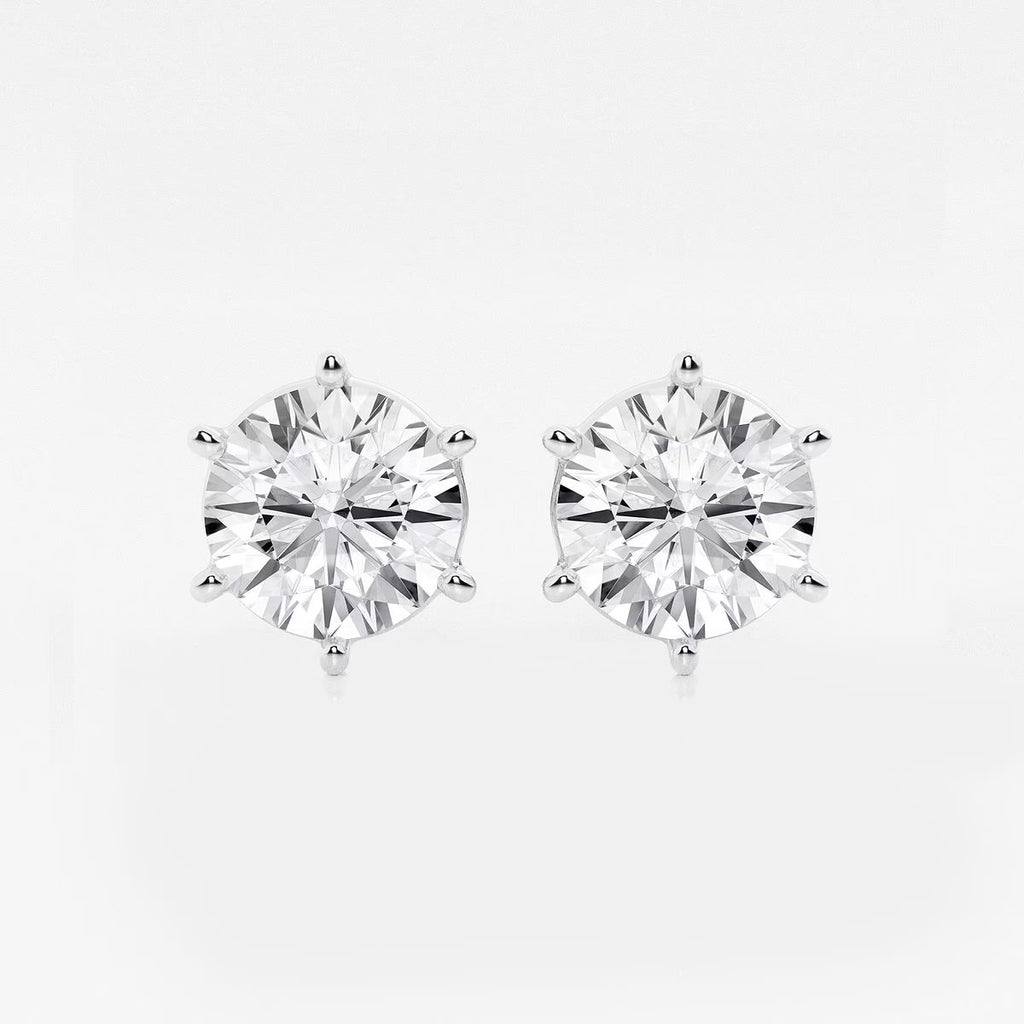5.00 Ct Round Colorless Six Prong Stud Earrings