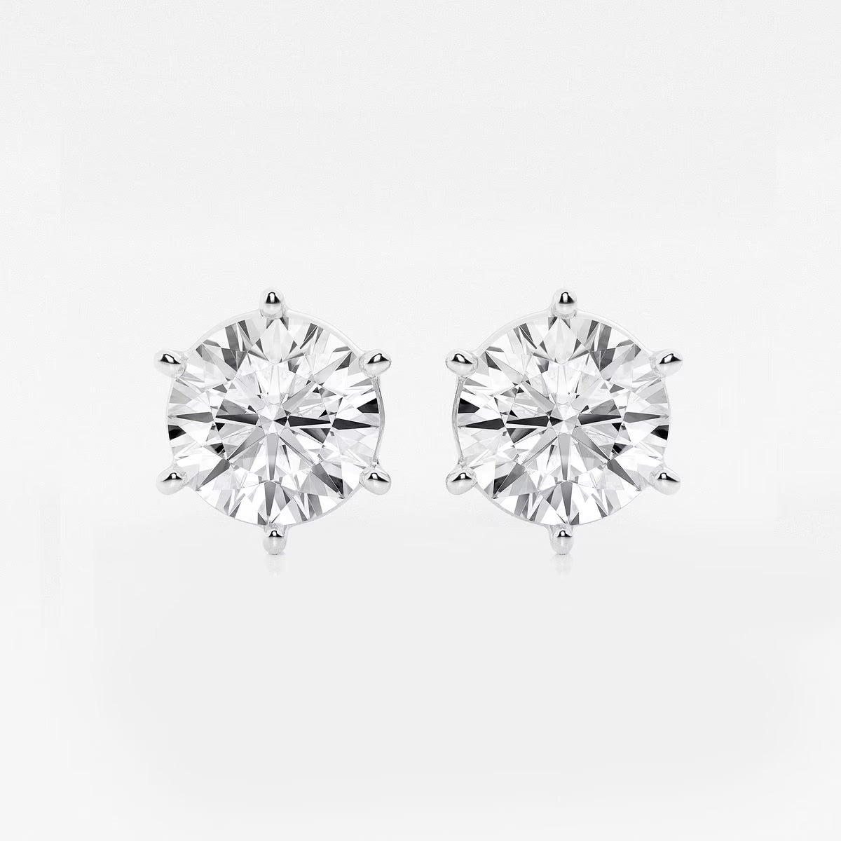 5.00 Ct Round Colorless Six Prong Stud Earrings
