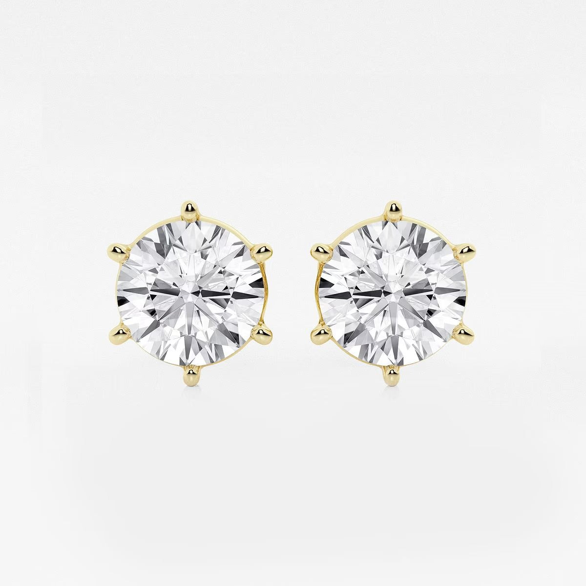5.00 Ct Round Colorless Six Prong Stud Earrings