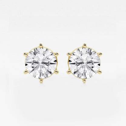 5.00 Ct Round Colorless Six Prong Stud Earrings