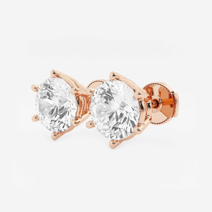 6.00 Ct Round Colorless Six Prong Stud Earrings