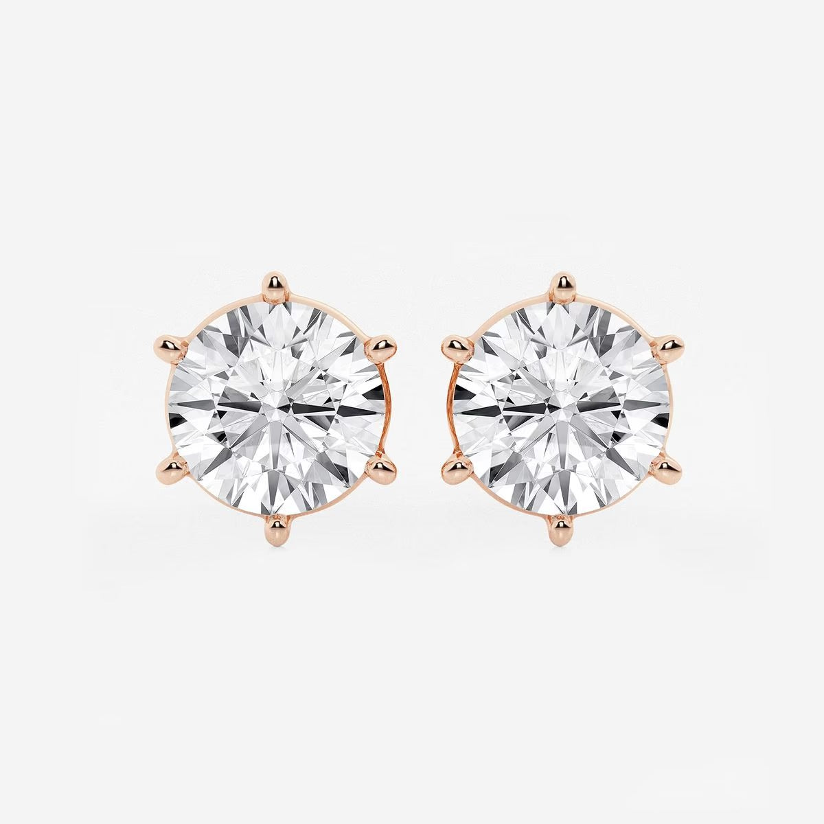 6.00 Ct Round Colorless Six Prong Stud Earrings