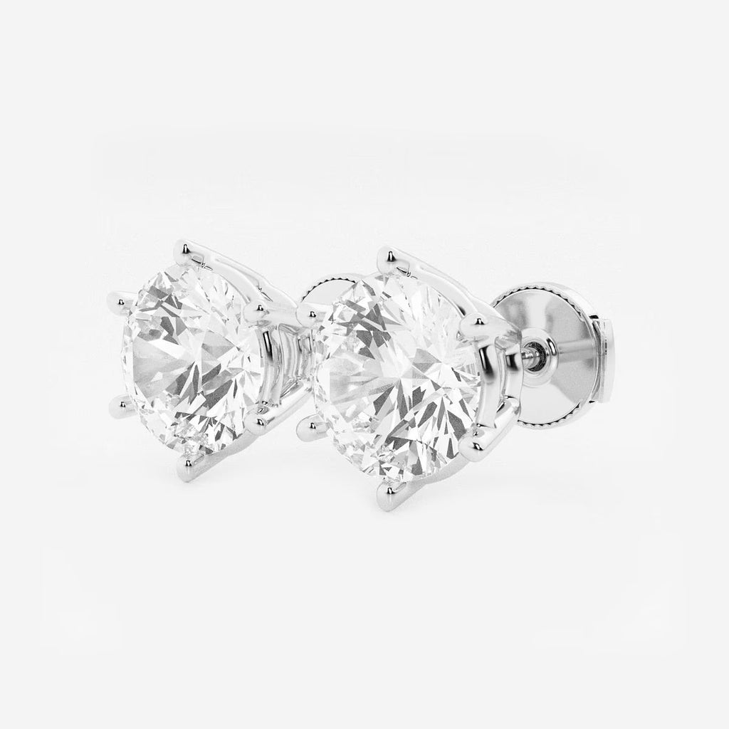 6.00 Ct Round Colorless Six Prong Stud Earrings