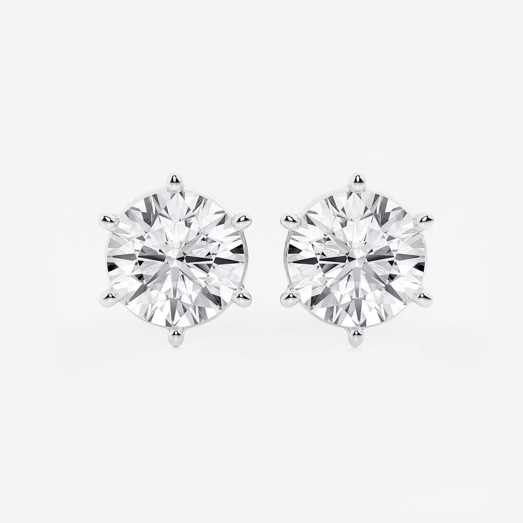 6.00 Ct Round Colorless Six Prong Stud Earrings
