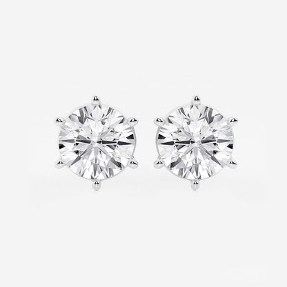 6.00 Ct Round Colorless Six Prong Stud Earrings