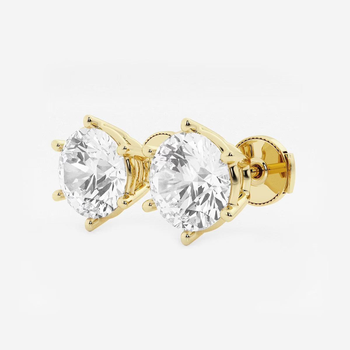6.00 Ct Round Colorless Six Prong Stud Earrings