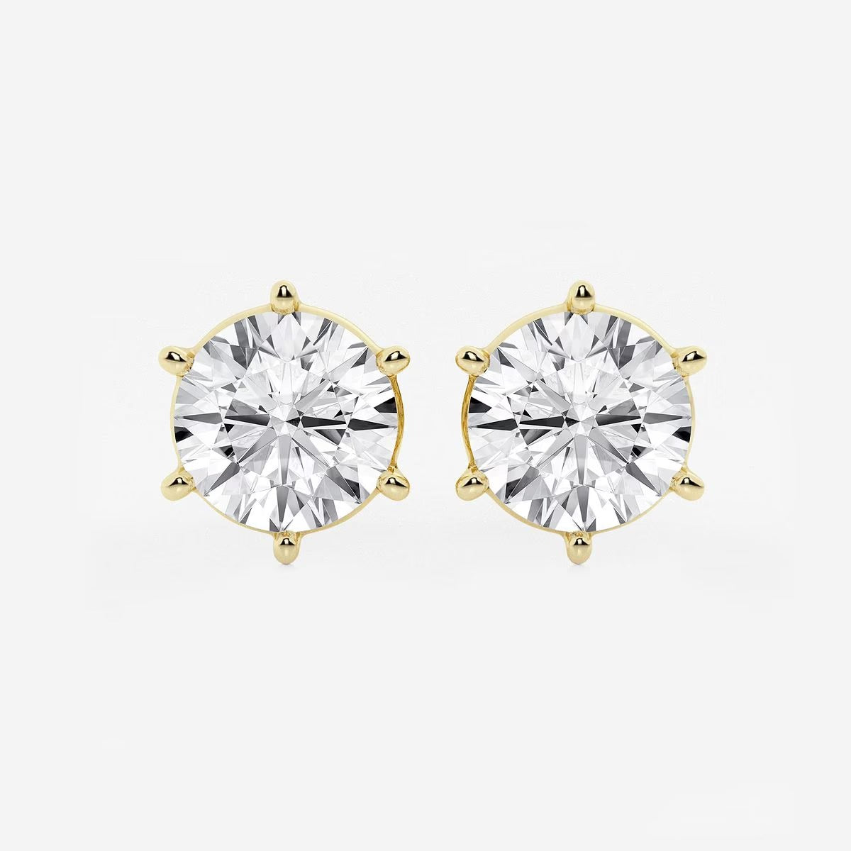 6.00 Ct Round Colorless Six Prong Stud Earrings