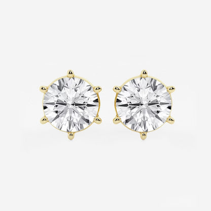 6.00 Ct Round Colorless Six Prong Stud Earrings