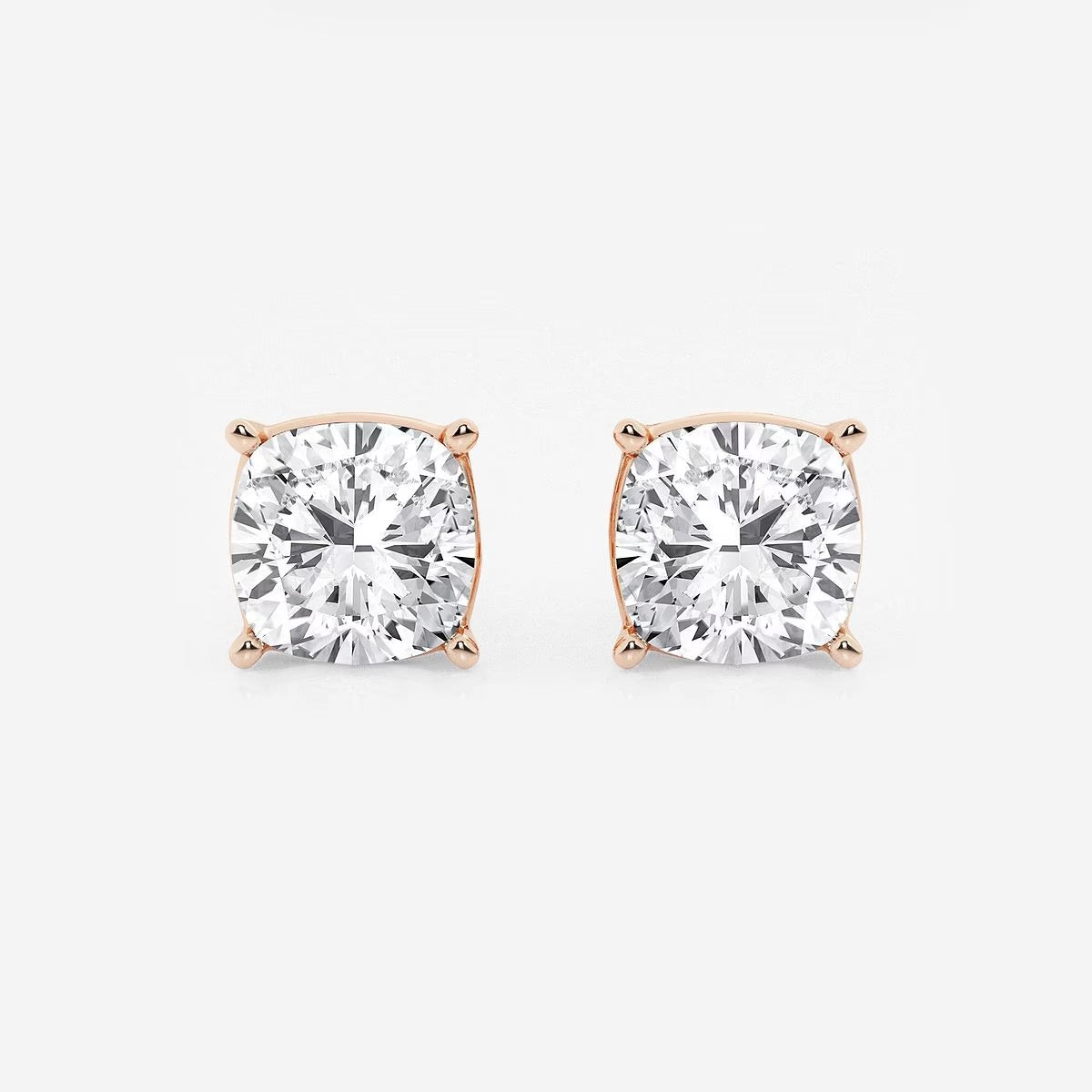 4.00 Ct Classic Cushion Shap Near-Colorless 4-Prong Stud Earring