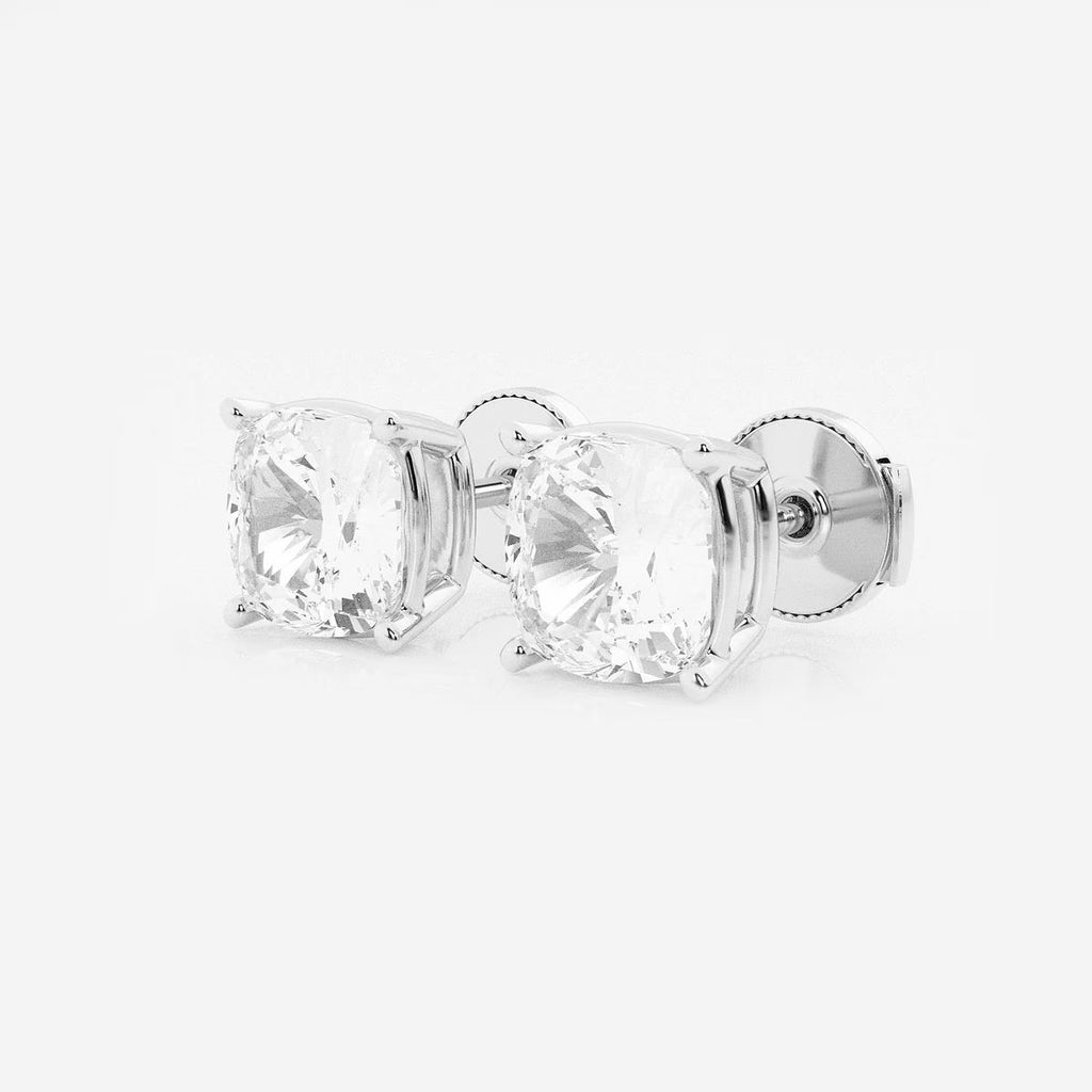 4.00 Ct Classic Cushion Shap Near-Colorless 4-Prong Stud Earring