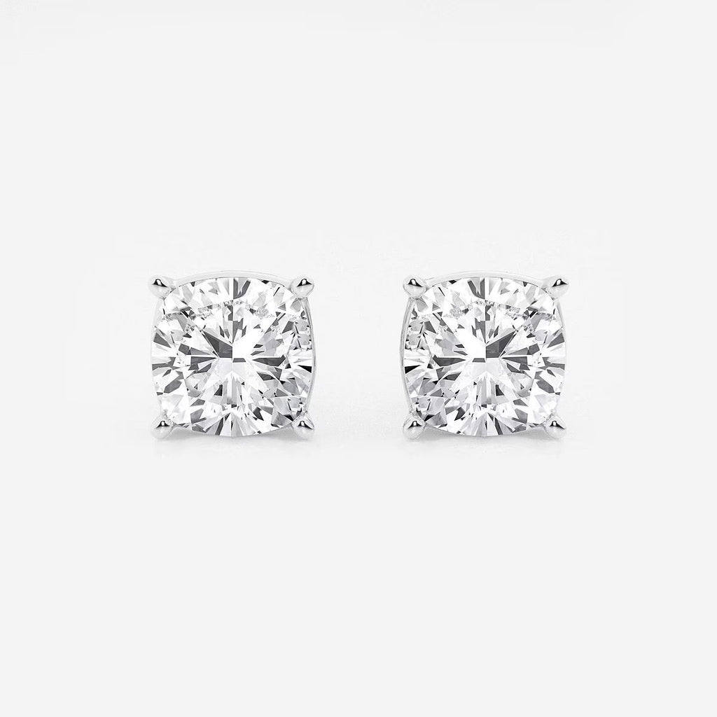 4.00 Ct Classic Cushion Shap Near-Colorless 4-Prong Stud Earring